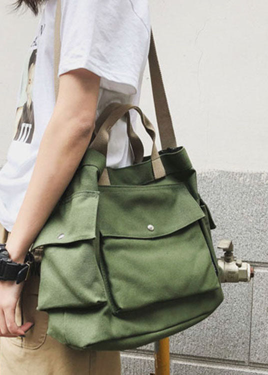 Casual Green Solid Canvas Shoulder Bag