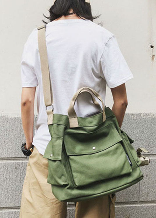 Casual Green Solid Canvas Shoulder Bag