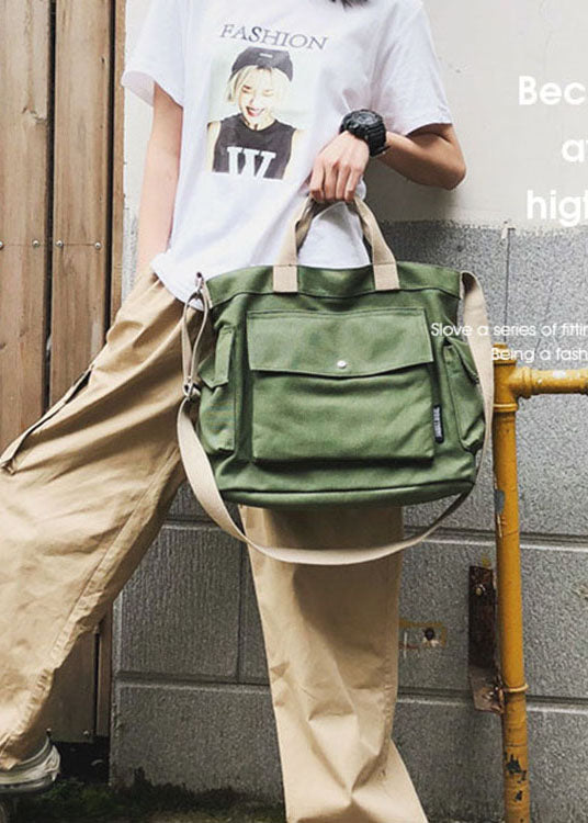 Casual Green Solid Canvas Shoulder Bag