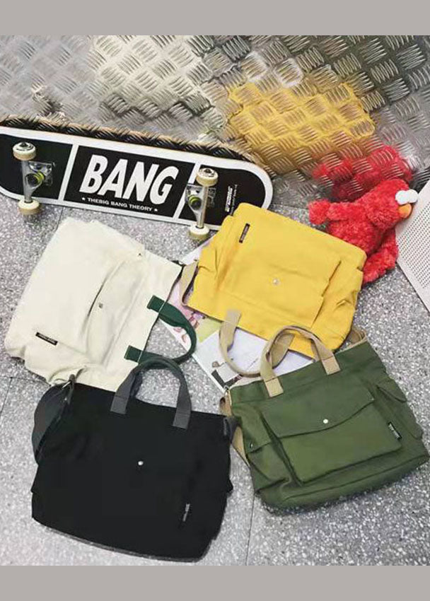 Casual Green Solid Canvas Shoulder Bag