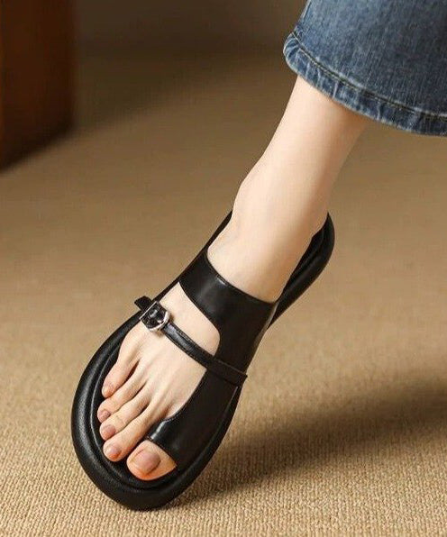 Black Hollow Flip Flop Slide Sandals