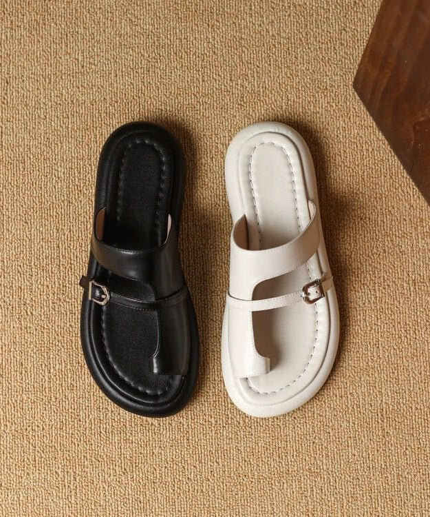 Black Hollow Flip Flop Slide Sandals
