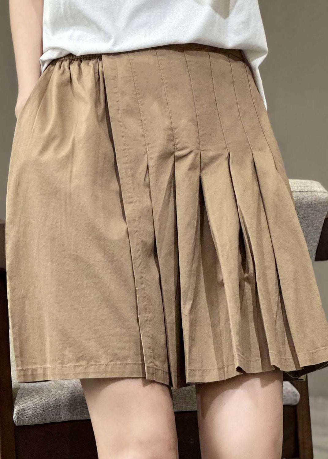 Green Pleated Shorts Skirt