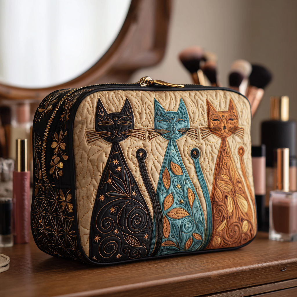 Harmonious Cat | Quilted Makeup Bag
