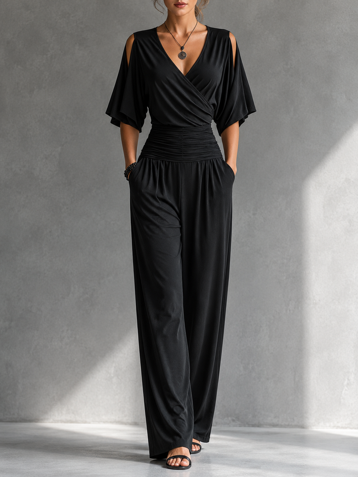 Alia | Wrap Look Wide Leg Jumpsuit
