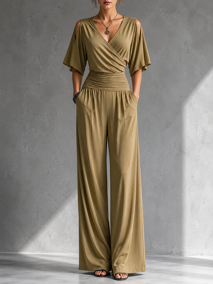 Alia | Wrap Look Wide Leg Jumpsuit