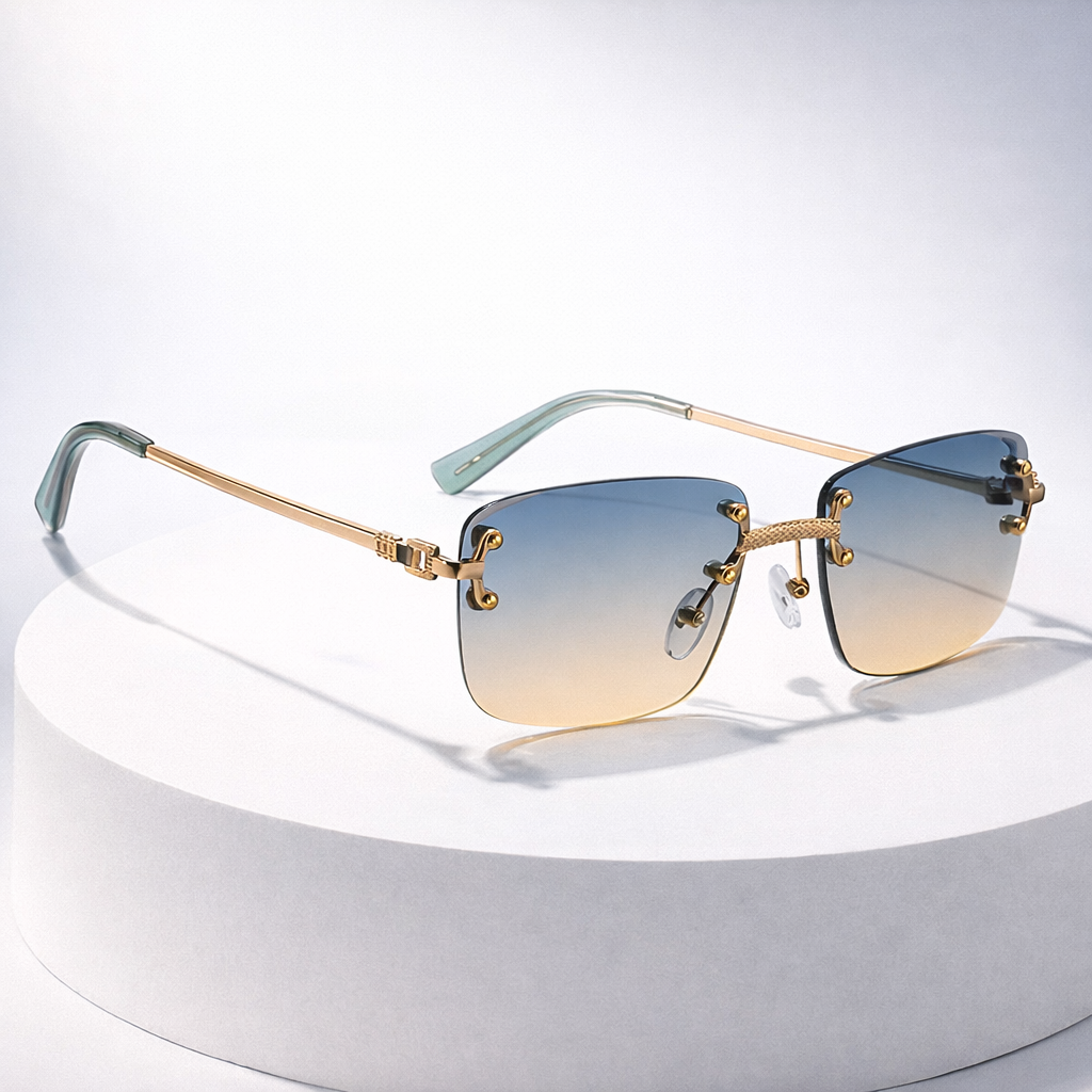 Luna | Skyline Rimless Rectangular Sunglasses