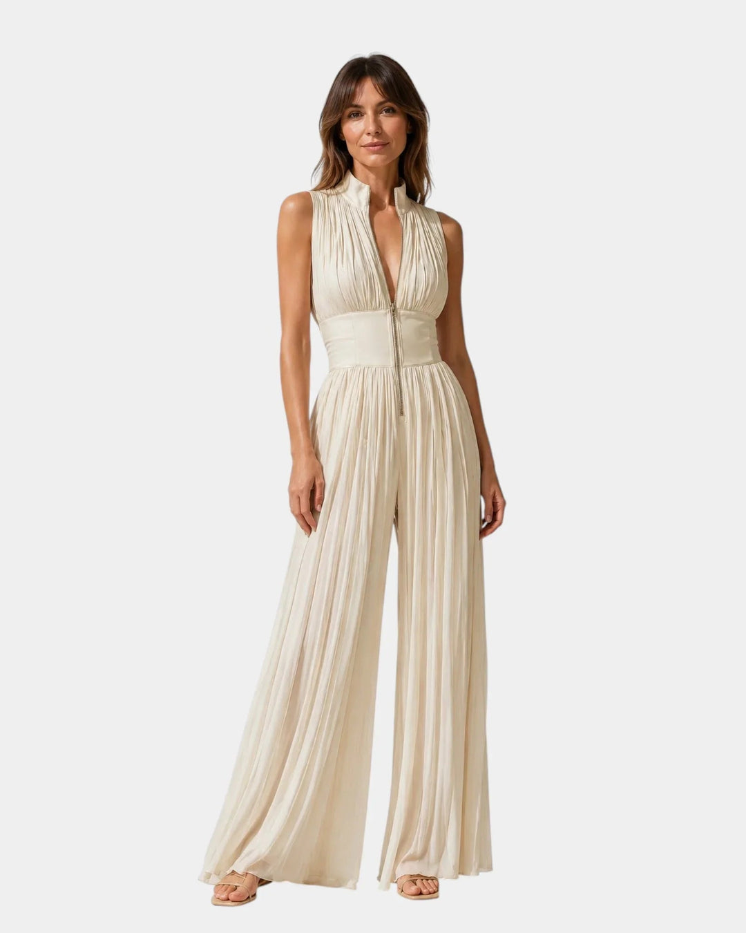Mara | Pleated Zip Jumpsuit — Jarah Melbourne