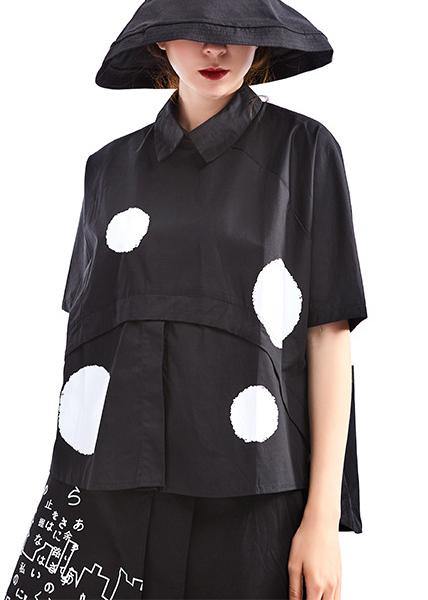 Black Dot Cotton Short Sleeve Shirt