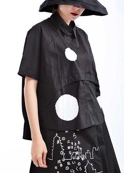 Black Dot Cotton Short Sleeve Shirt