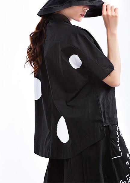 Black Dot Cotton Short Sleeve Shirt