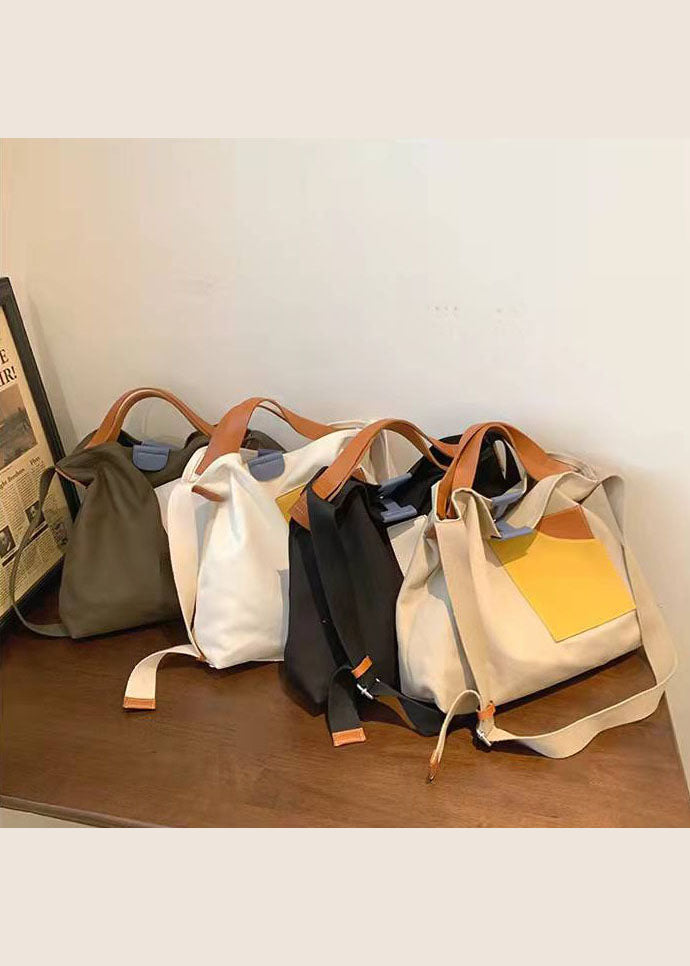 Chic Black Solid Canvas Handbag