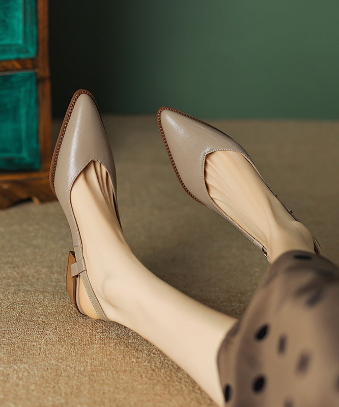 Brown Cowhide Chunky Pointed Toe Sandals
