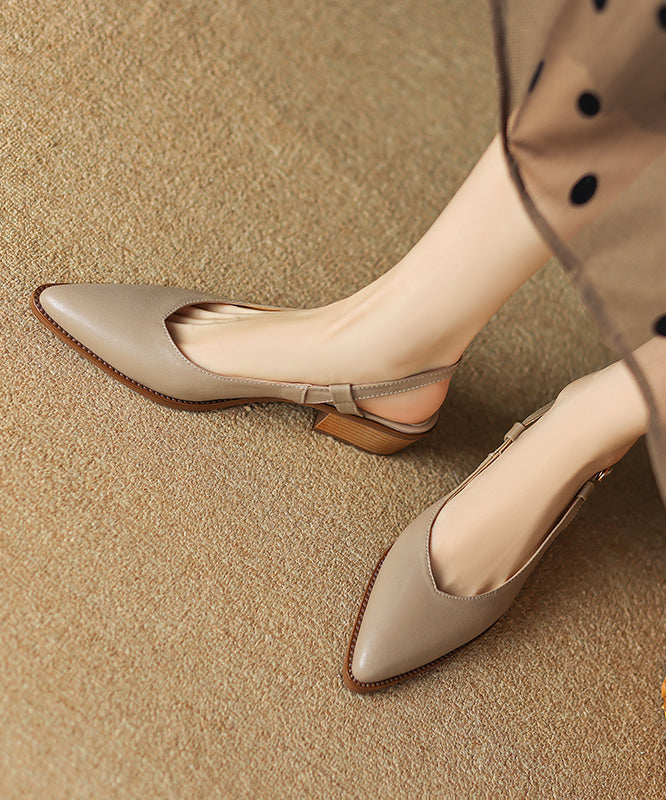 Brown Cowhide Chunky Pointed Toe Sandals