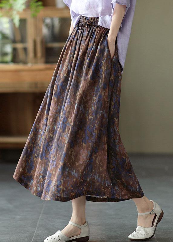 Khaki Print Patchwork A-Line Skirt