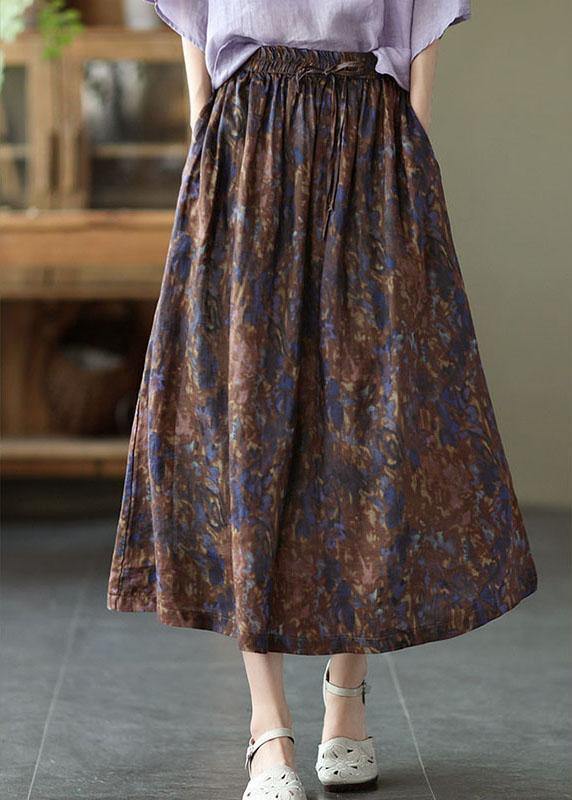 Khaki Print Patchwork A-Line Skirt