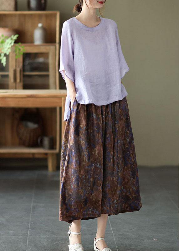 Khaki Print Patchwork A-Line Skirt