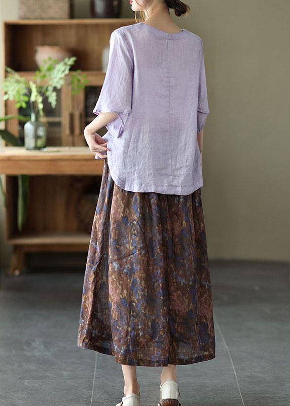 Khaki Print Patchwork A-Line Skirt