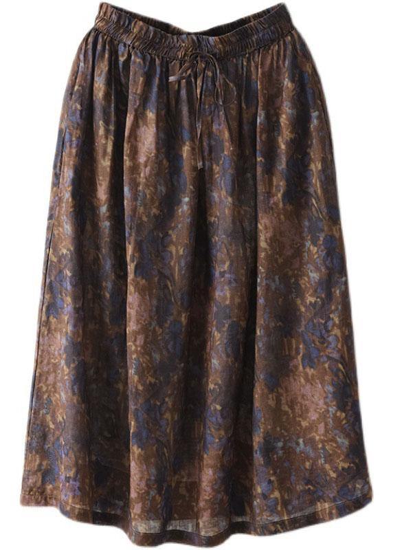 Khaki Print Patchwork A-Line Skirt