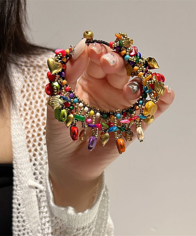 Rainbow Woven Beading Tassel Bracelet