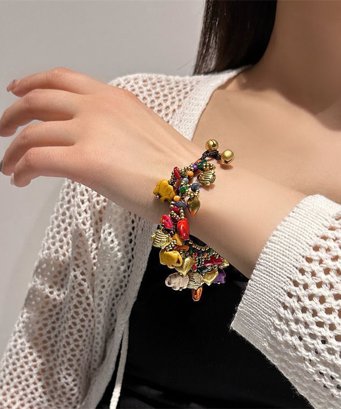 Rainbow Woven Beading Tassel Bracelet