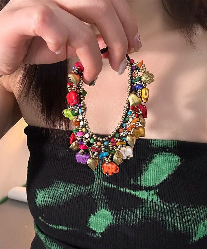 Rainbow Woven Beading Tassel Bracelet