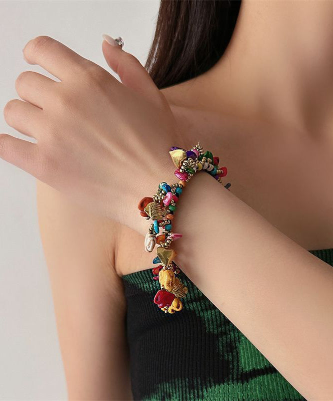 Rainbow Woven Beading Tassel Bracelet