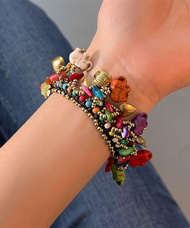 Rainbow Woven Beading Tassel Bracelet