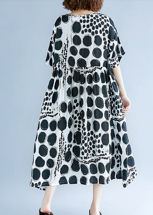 Black Polka Dot Wide Hem Cotton Dress