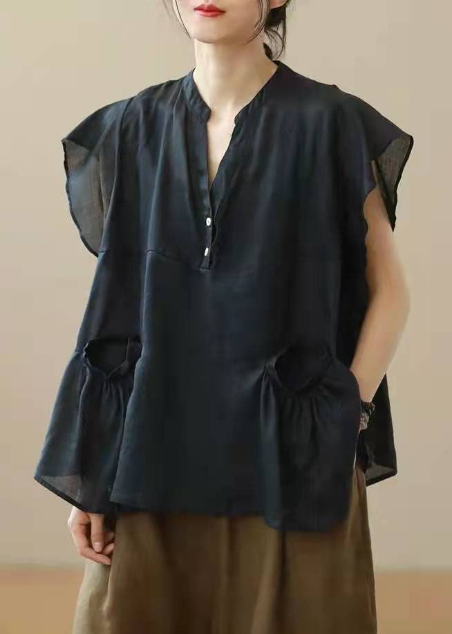 Grey V-Neck Patchwork Autumn Shirt