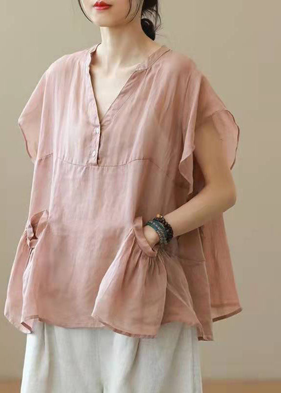 Grey V-Neck Patchwork Autumn Shirt