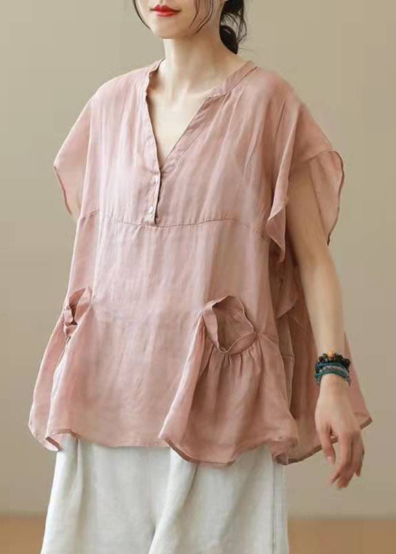 Grey V-Neck Patchwork Autumn Shirt