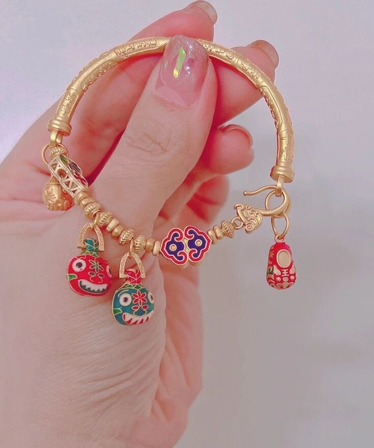Antique Gold Beast Enamel Bracelet