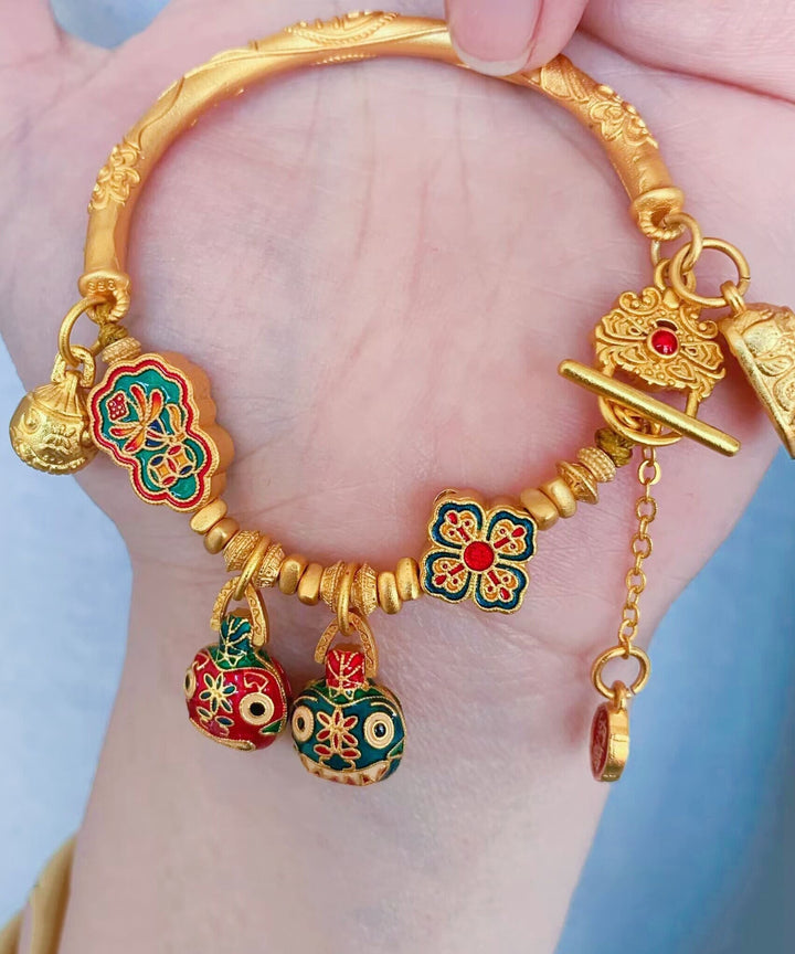 Antique Gold Beast Enamel Bracelet