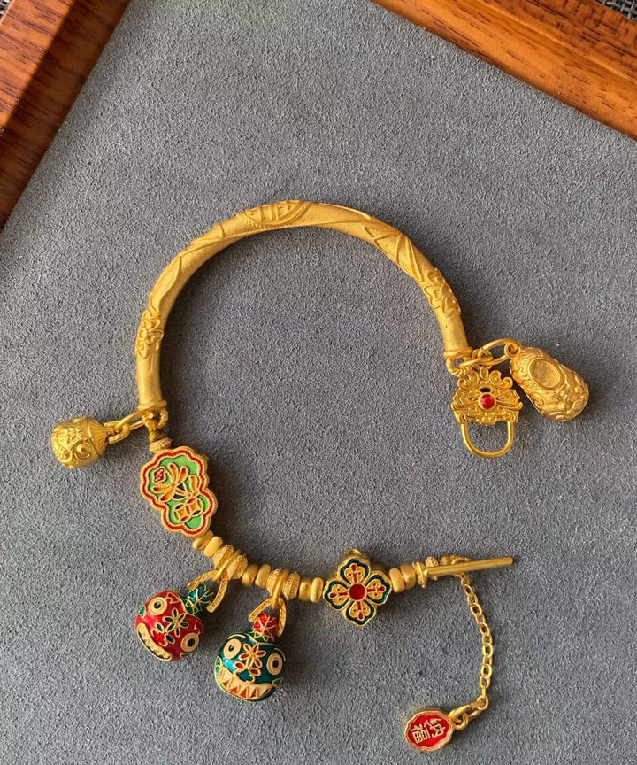 Antique Gold Beast Enamel Bracelet