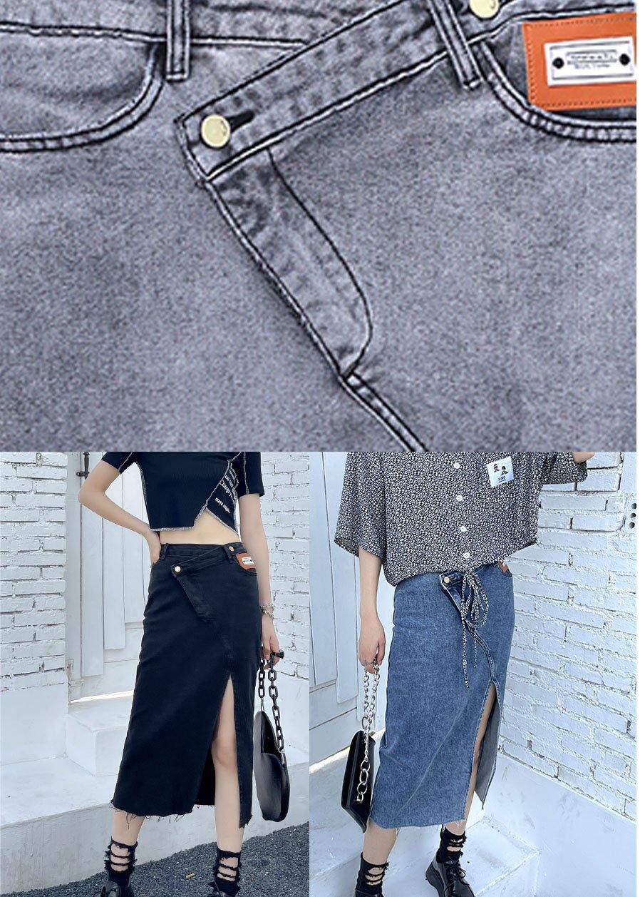 Blue Asymmetrical Casual Denim Skirt