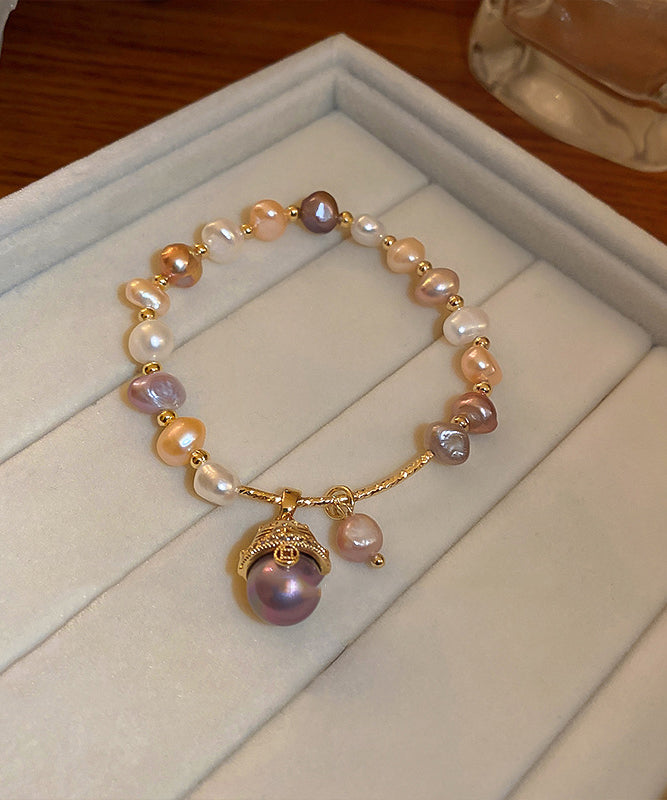Gold Zircon Pearl Lucky Cat Bracelet