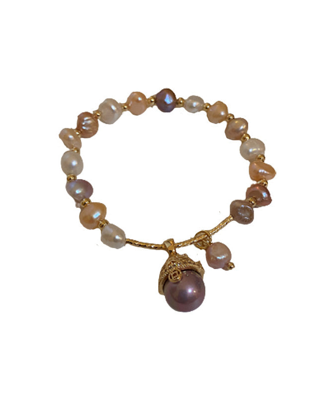 Gold Zircon Pearl Lucky Cat Bracelet