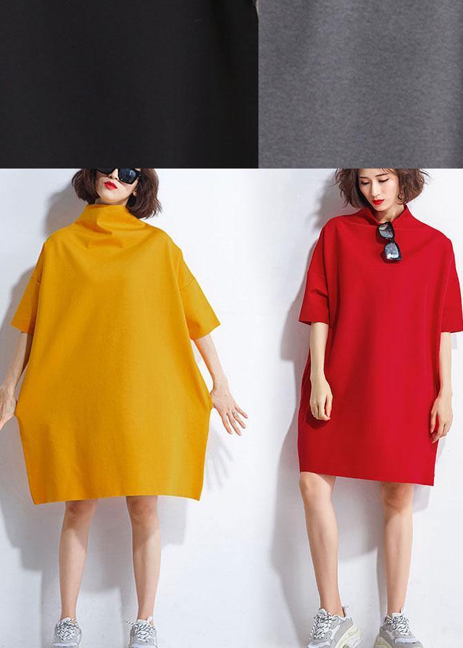 Red Loose Turtleneck Party Dress