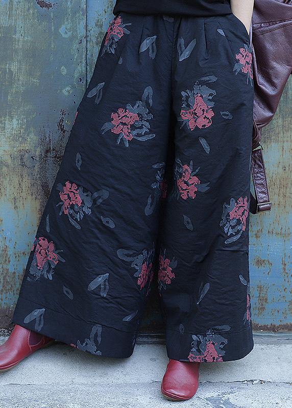 Black Print Plus Size Wide-Leg Shorts