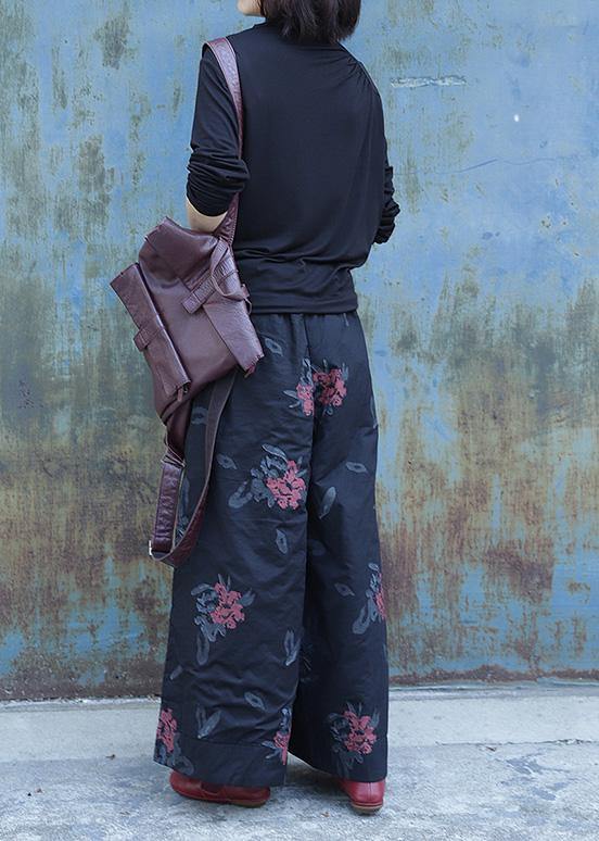 Black Print Plus Size Wide-Leg Shorts