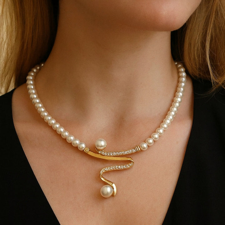 Josephine | Elegant Wave Pearl Jewelry Set