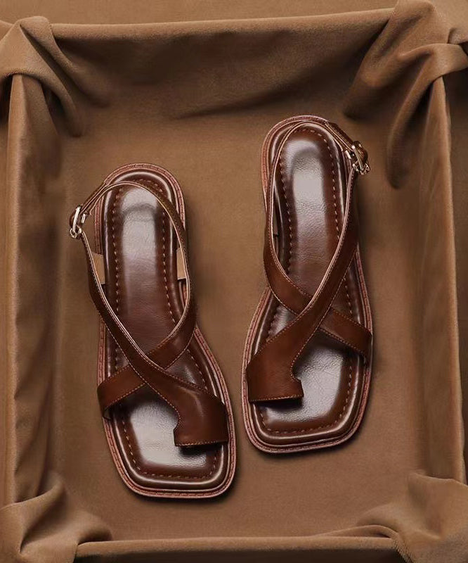 Chunky Faux Leather Flip Flop Sandals