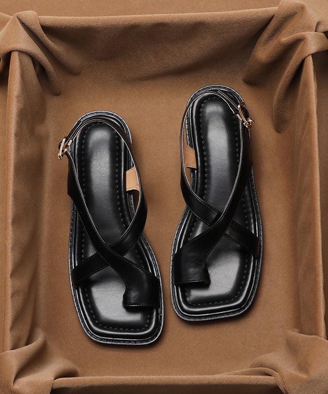 Chunky Faux Leather Flip Flop Sandals
