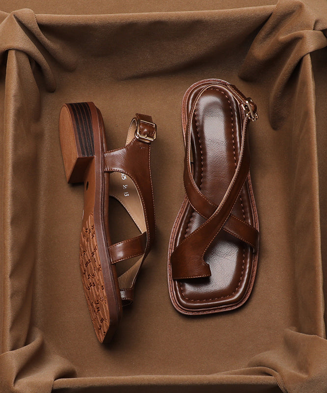 Chunky Faux Leather Flip Flop Sandals