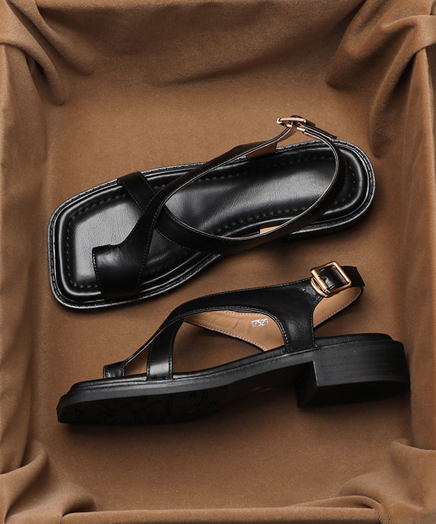 Chunky Faux Leather Flip Flop Sandals