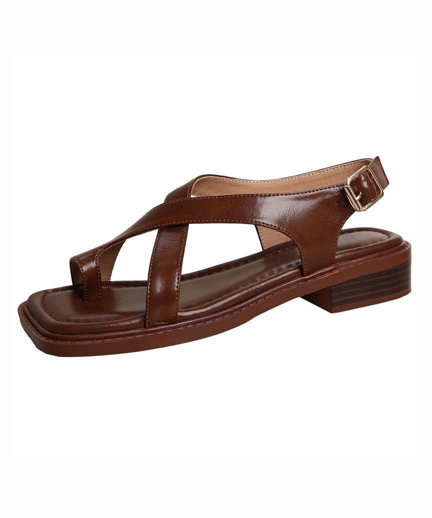 Chunky Faux Leather Flip Flop Sandals
