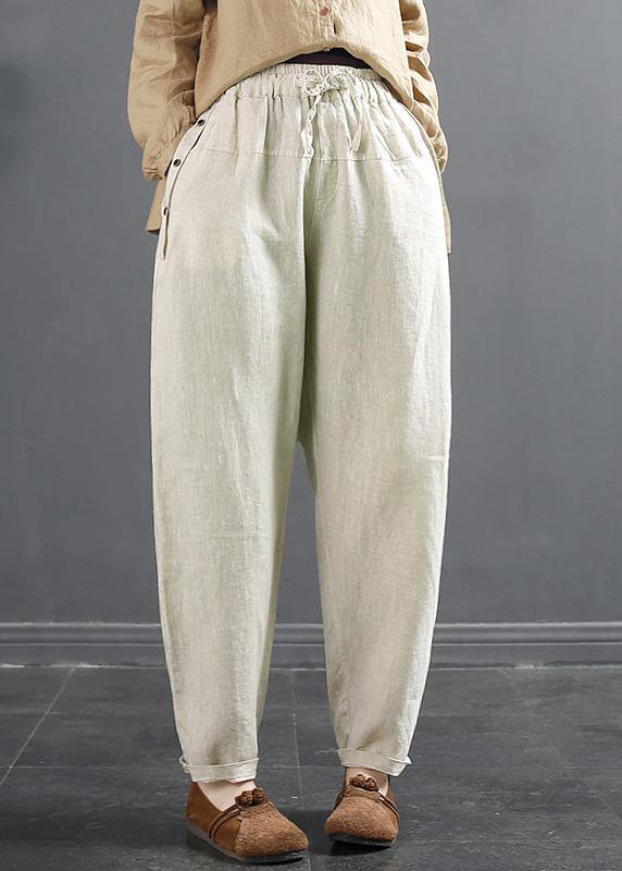 Beige Elastic Waist Spring Shorts