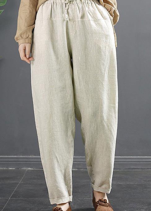 Beige Elastic Waist Spring Shorts