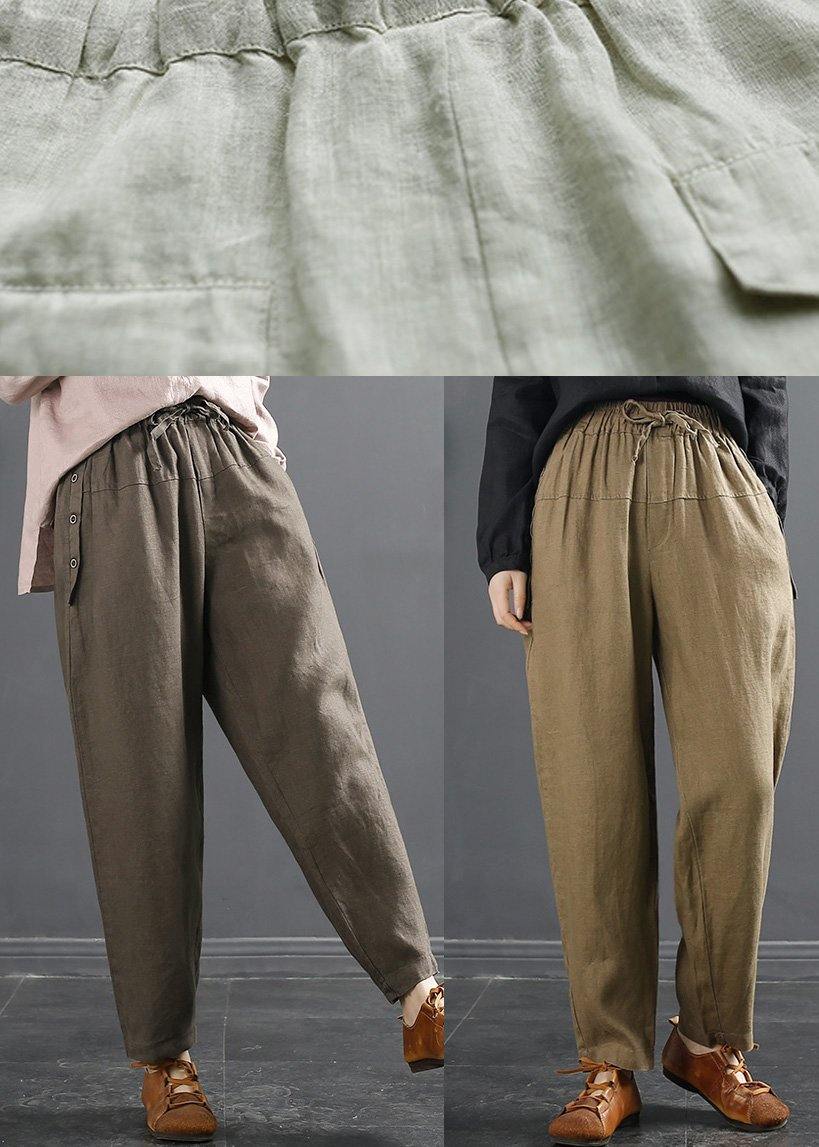 Beige Elastic Waist Spring Shorts